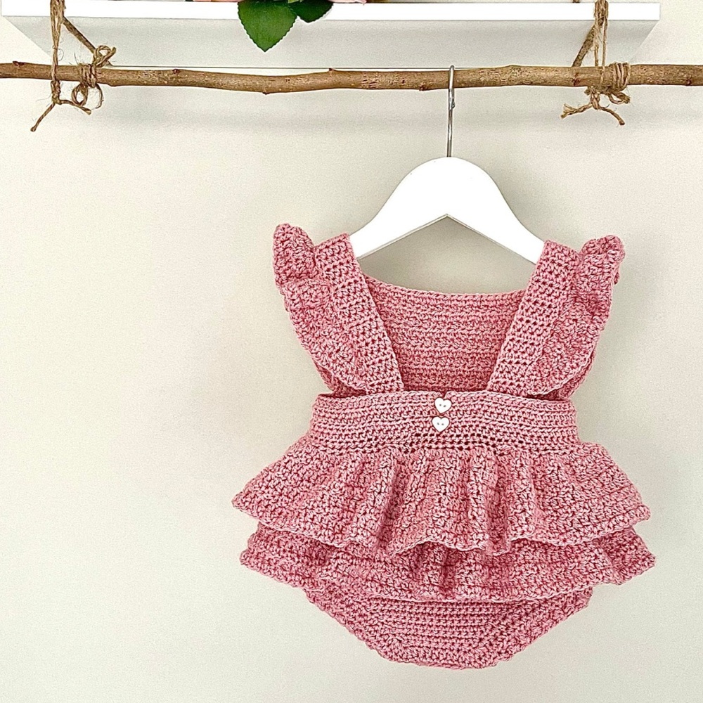 Pink Crochet Baby Romper